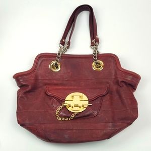 SHIH Maroon Leather Handbag